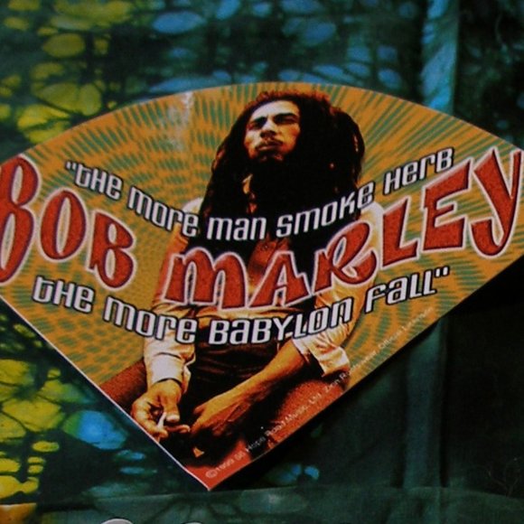 Bob Marley Vinyl Decal Out of Print 1999 Smoke Herb Babylon Fall Reggae Musician - Picture 2 of 7